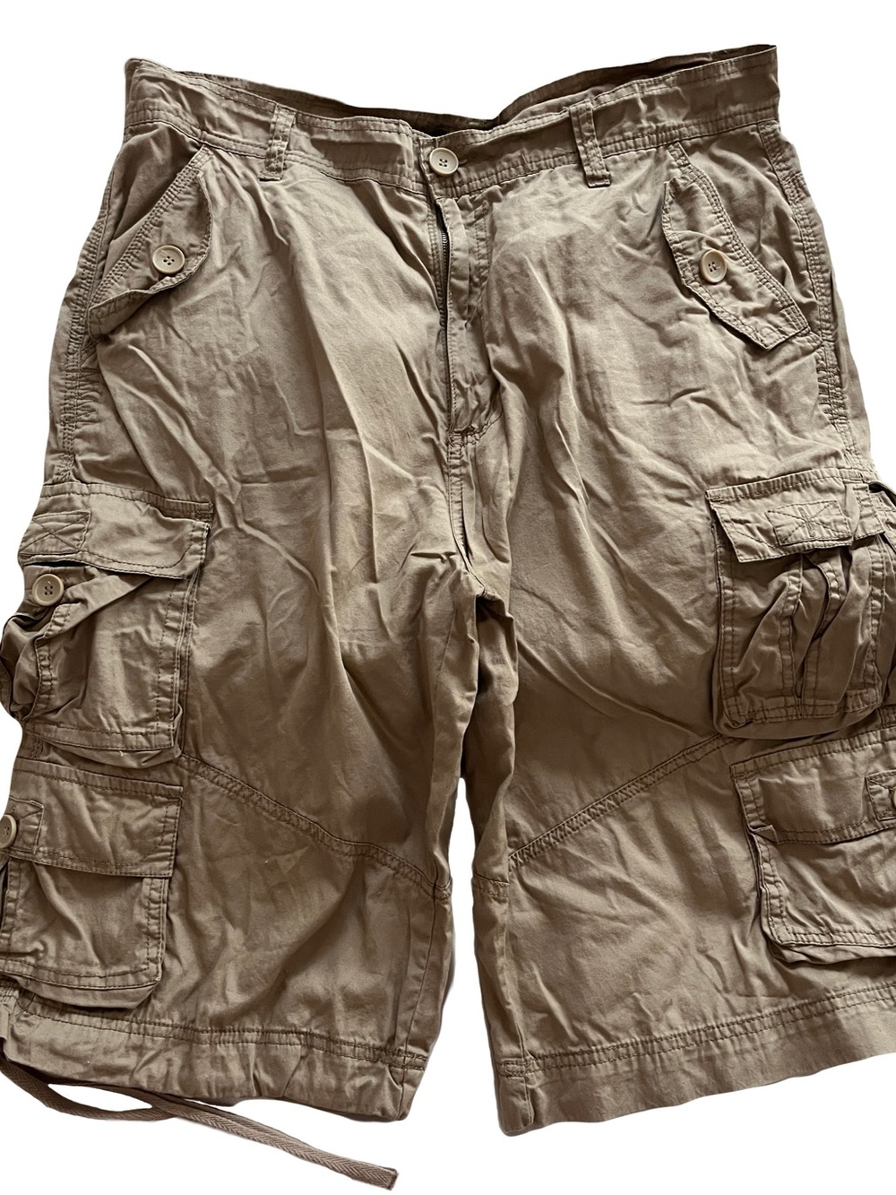 Riflessi Men's Khaki Cargo Shorts with Multiple Pockets Waist 36